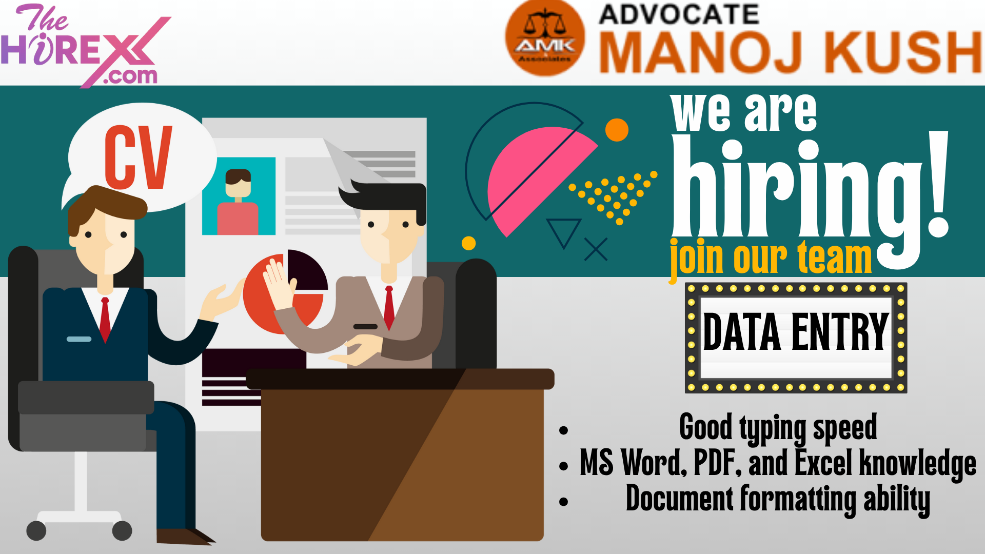 We are hiring for DATA ENTRY at AMK & Associates