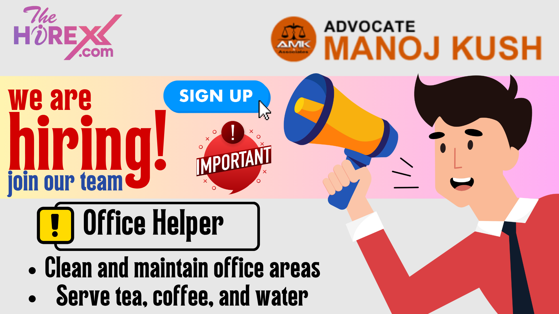 We are hiring for Office Helper at AMK & Associates